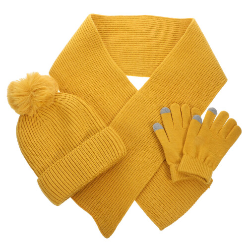 1 Set Mütze Schal Wintermütze Pompongarn 2