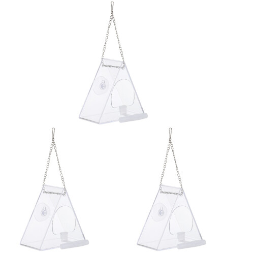 3Stk Transparenter Vogelfutterhaus Für Draußen Hängend 2