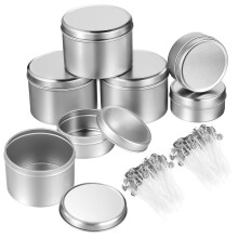 1Set Zilveren Aluminium Kaarsbekers Met Katoenen Lonten En