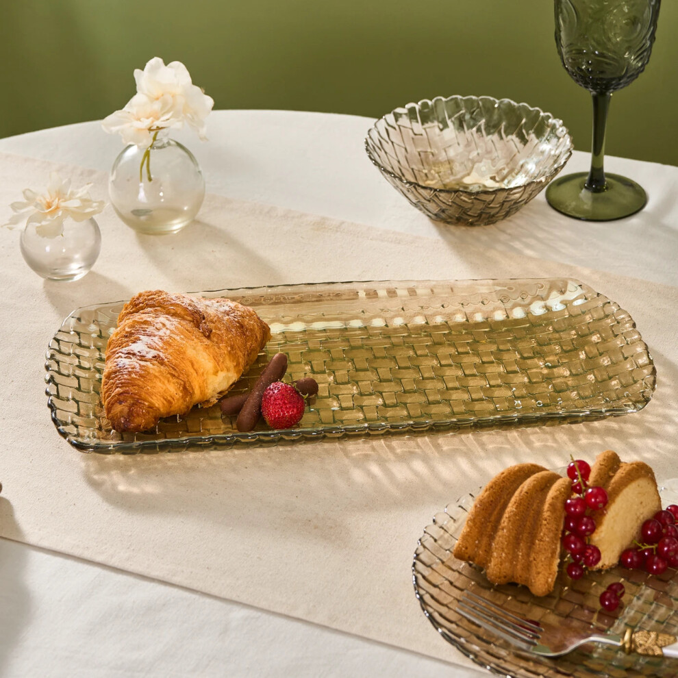 Karaca Braid Lustrous Glass Large Serving Platter, 39x17cm, Luster-image-OPC-PK62HYY-NEW