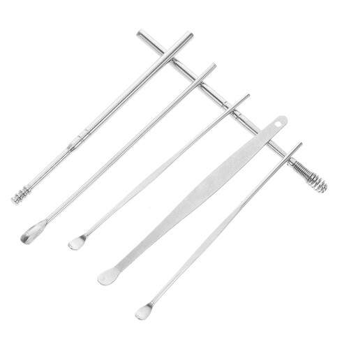6Stück Ohrkürette Set Spiralförmige Mit Box Silber