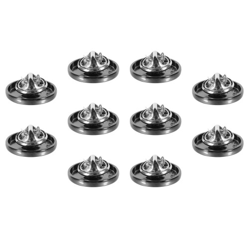 10pcs Alloy Fixation Buttons Round Black For Clothes