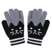 Kind Wintersjaal Gebreide Imitatie Wol Handschoen Voor Meisje Zwart
