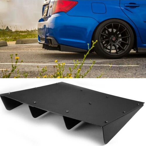 1Set Zwarte Aluminium Shark Fin Achterbumper Diffuser Spoiler Auto 1