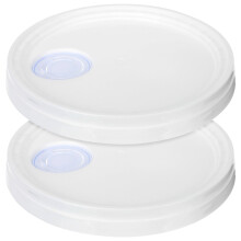 2Pcs Reusable White Paint Bucket Lid Flexible Plastic Seal with Spout