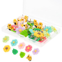 Mlins 30 Reißzwecken Mit Blumenmuster Für Korkpinnwand Büro