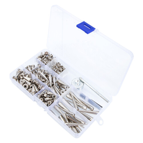 100Ensembles Rivets Cuir Métal Argent Kit Accessoires Ceintures DIY