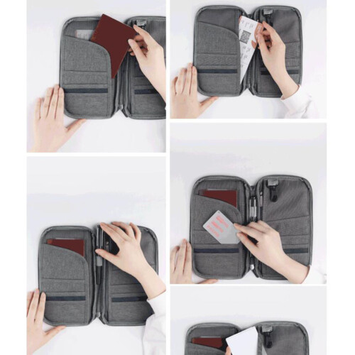 Raindrops Reiseorganizer Etui Passmappe Grau 1 Satz 2