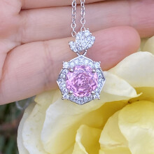 Radiant-Cut Pink Sapphire Moissanite Necklace