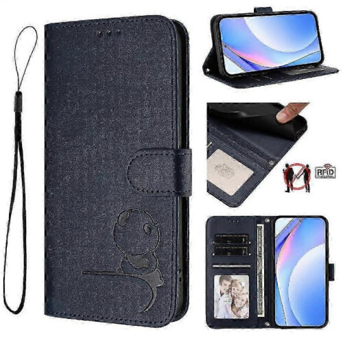 (Blue)RFID Blocking PU Leather Flip Case with Card Slots, Kickstand & Mag... 2