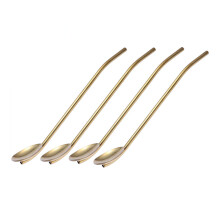 Löffel Strohhalme Golden Für Die Verwendung Auf Partys