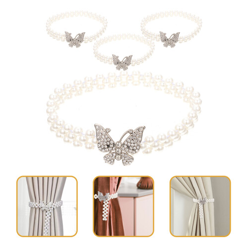 Mlins 4 Perlen Vorhangschneider Mit Haken Seil Silber 1