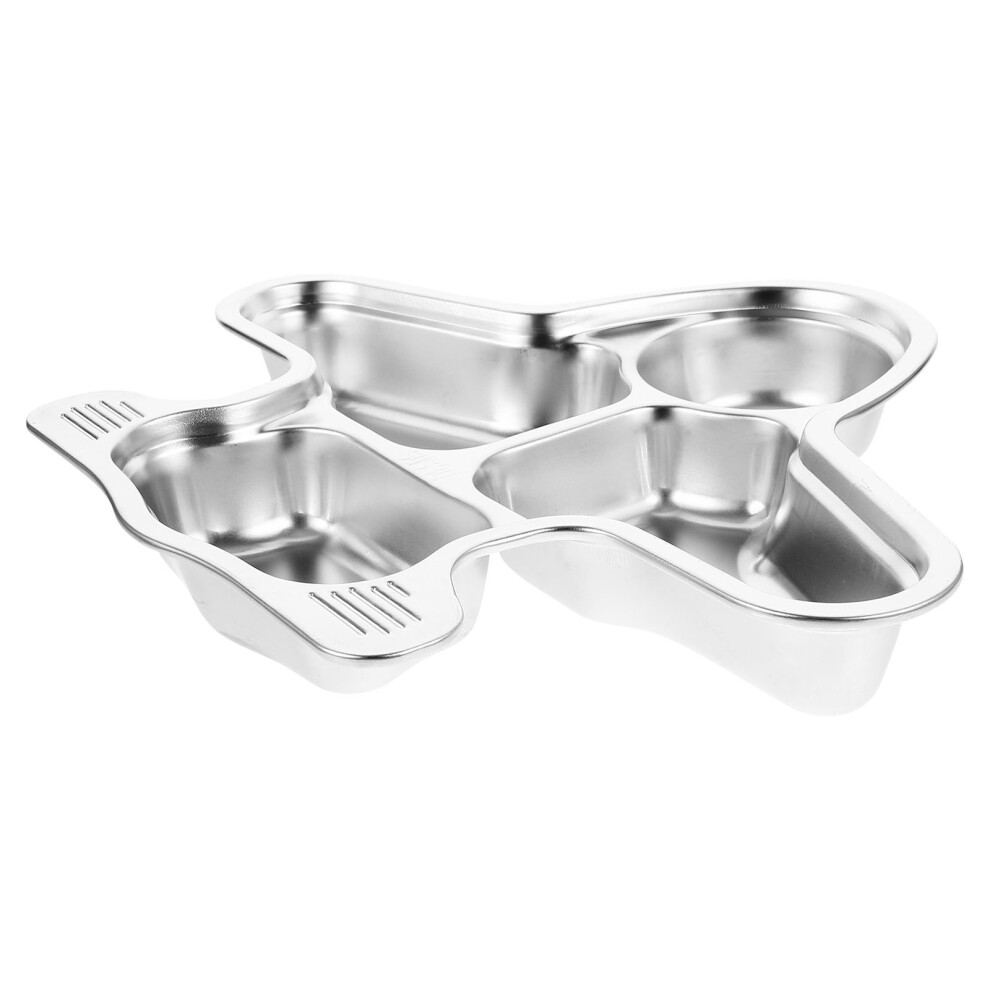 1Pc Stainless Steel Kids Food Divided Plate Lunch Tray Silver Totority