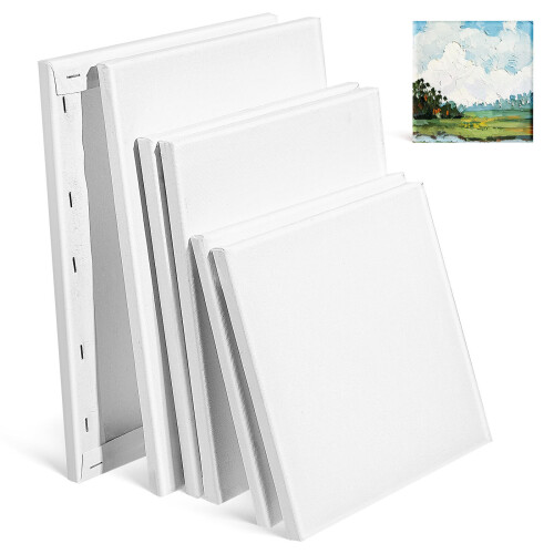 6Set Künstler Malrahmen Weiß Baumwoll Leinwandplatten 1