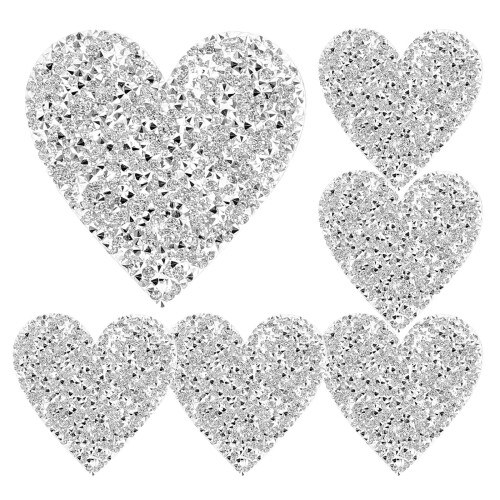 6Stk Herzförmige Glitzer Patches Silber Resin Dekorative Kleider