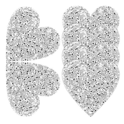 6Stk Herzförmige Glitzer Patches Silber Resin Dekorative Kleider 2