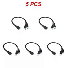 (5Pcs) 30cm USB 3.0 to USB 3.0 2.0 USB Female to Dual USB Male Extra Power Data Y One Point Two Extension Cable Computer Adapter Cable