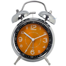 (Orange) Loud Alarm Clock For Heavy Sleepers Adults,4.5 Inch Silent Non-ticking Quartz With Backlight,twin Bell