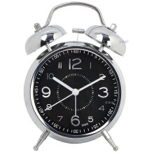 (Black) Loud Alarm Clock For Heavy Sleepers Adults,4.5 Inch Silent Non-ticking Quartz With Backlight,twin Bell