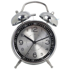 (Silver) Loud Alarm Clock For Heavy Sleepers Adults,4.5 Inch Silent Non-ticking Quartz With Backlight,twin Bell