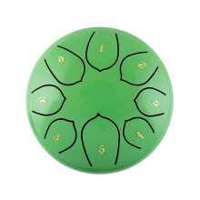 (Green) 8 Note 6 Inch Drum Rain Drum for Outside Garden Steel Tongue Drum Rain Chime