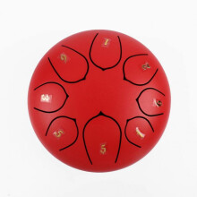 (Red) 8 Note 6 Inch Drum Rain Drum for Outside Garden Steel Tongue Drum Rain Chime