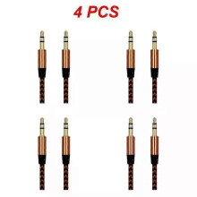 (gold, 4pcs) 1~8PCS Nylon Jack Aux Cable 3.5 Mm To 3.5mm Audio Cable Male To Male Gold Plug Car Aux Cord For 1m hOT