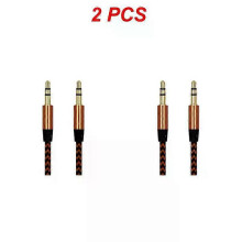 (gold, 2pcs) 1~8PCS Nylon Jack Aux Cable 3.5 Mm To 3.5mm Audio Cable Male To Male Gold Plug Car Aux Cord For 1m hOT