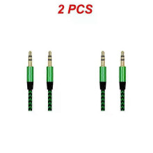 (green, 2pcs) 1~8PCS Nylon Jack Aux Cable 3.5 Mm To 3.5mm Audio Cable Male To Male Gold Plug Car Aux Cord For 1m hOT