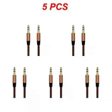 (gold, 5pcs) 1~8PCS Nylon Jack Aux Cable 3.5 Mm To 3.5mm Audio Cable Male To Male Gold Plug Car Aux Cord For 1m hOT
