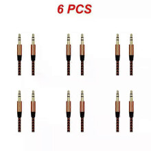 (gold, 6pcs) 1~8PCS Nylon Jack Aux Cable 3.5 Mm To 3.5mm Audio Cable Male To Male Gold Plug Car Aux Cord For 1m hOT