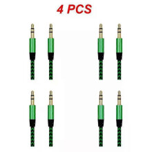 (green, 4pcs) 1~8PCS Nylon Jack Aux Cable 3.5 Mm To 3.5mm Audio Cable Male To Male Gold Plug Car Aux Cord For 1m hOT