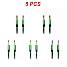 (green, 5pcs) 1~8PCS Nylon Jack Aux Cable 3.5 Mm To 3.5mm Audio Cable Male To Male Gold Plug Car Aux Cord For 1m hOT