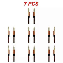 (gold, 7pcs) 1~8PCS Nylon Jack Aux Cable 3.5 Mm To 3.5mm Audio Cable Male To Male Gold Plug Car Aux Cord For 1m hOT