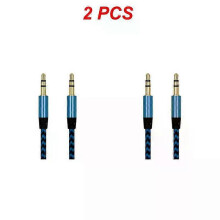 (blue, 2pcs) 1~8PCS Nylon Jack Aux Cable 3.5 Mm To 3.5mm Audio Cable Male To Male Gold Plug Car Aux Cord For 1m hOT