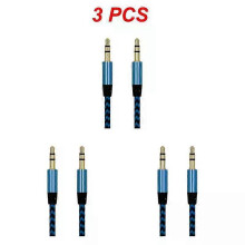 (blue, 3pcs) 1~8PCS Nylon Jack Aux Cable 3.5 Mm To 3.5mm Audio Cable Male To Male Gold Plug Car Aux Cord For 1m hOT