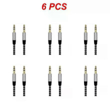 (silver, 6pcs) 1~8PCS Nylon Jack Aux Cable 3.5 Mm To 3.5mm Audio Cable Male To Male Gold Plug Car Aux Cord For 1m hOT