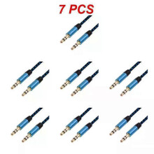 (blue, 7pcs) 1~8PCS Nylon Jack Aux Cable 3.5 Mm To 3.5mm Audio Cable Male To Male Gold Plug Car Aux Cord For 1m hOT