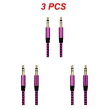 (rose red, 3pcs) 1~8PCS Nylon Jack Aux Cable 3.5 Mm To 3.5mm Audio Cable Male To Male Gold Plug Car Aux Cord For 1m hOT