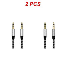 (silver, 2pcs) 1~8PCS Nylon Jack Aux Cable 3.5 Mm To 3.5mm Audio Cable Male To Male Gold Plug Car Aux Cord For 1m hOT
