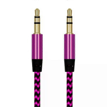 (rose red, 1pc) 1~8PCS Nylon Jack Aux Cable 3.5 Mm To 3.5mm Audio Cable Male To Male Gold Plug Car Aux Cord For 1m hOT