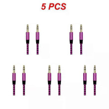 (rose red, 5pcs) 1~8PCS Nylon Jack Aux Cable 3.5 Mm To 3.5mm Audio Cable Male To Male Gold Plug Car Aux Cord For 1m hOT