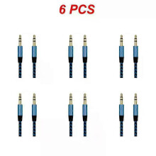 (blue, 6pcs) 1~8PCS Nylon Jack Aux Cable 3.5 Mm To 3.5mm Audio Cable Male To Male Gold Plug Car Aux Cord For 1m hOT