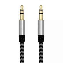 (silver, 1pc) 1~8PCS Nylon Jack Aux Cable 3.5 Mm To 3.5mm Audio Cable Male To Male Gold Plug Car Aux Cord For 1m hOT