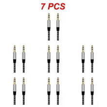 (silver, 7pcs) 1~8PCS Nylon Jack Aux Cable 3.5 Mm To 3.5mm Audio Cable Male To Male Gold Plug Car Aux Cord For 1m hOT
