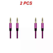 (rose red, 2pcs) 1~8PCS Nylon Jack Aux Cable 3.5 Mm To 3.5mm Audio Cable Male To Male Gold Plug Car Aux Cord For 1m hOT