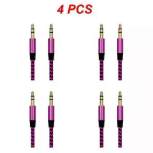 (rose red, 4pcs) 1~8PCS Nylon Jack Aux Cable 3.5 Mm To 3.5mm Audio Cable Male To Male Gold Plug Car Aux Cord For 1m hOT