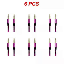 (rose red, 6pcs) 1~8PCS Nylon Jack Aux Cable 3.5 Mm To 3.5mm Audio Cable Male To Male Gold Plug Car Aux Cord For 1m hOT
