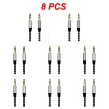 (silver, 8pcs) 1~8PCS Nylon Jack Aux Cable 3.5 Mm To 3.5mm Audio Cable Male To Male Gold Plug Car Aux Cord For 1m hOT