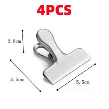 (S 4CM, 4pcs) 1~8PCS Stainless Steel Food Sealer Clip Dust-proof Storage Bag Sealing Document Receipt Ticket Clamp Packing for Home Kitchen